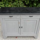 Superbe buffet parisien art déco gris patiné et noir