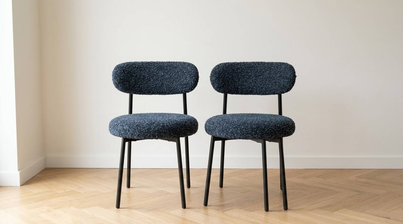 2 chaises NV Gallery bouclé bleu