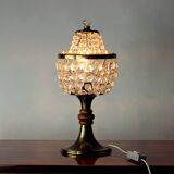 Brass & Crystal Table Lamp, Czechoslovakia 1970s