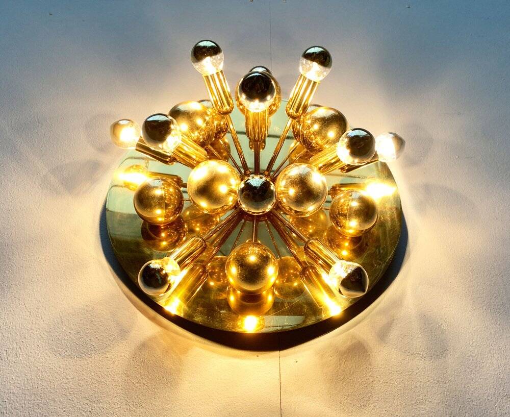 Atomic Brass Ceiling Light in Modern German Mid-Century by Dorothee Becker for Cosack, 1970s