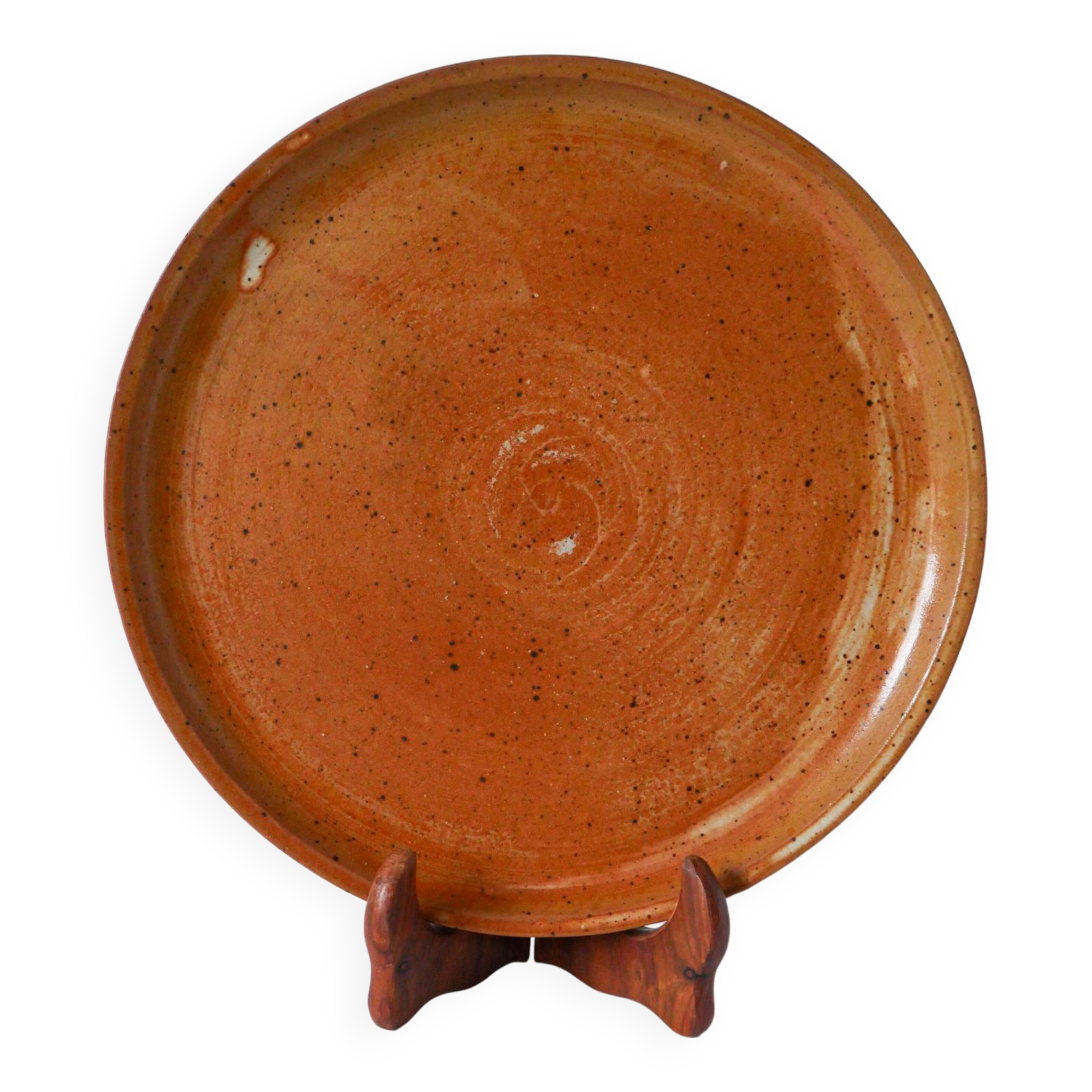 Round glazed stoneware dish, 1970