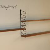 Vintage modular wall shelf in wood and metal, 1950s