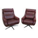 Paire de fauteuils pivotants en simili cuir, années 70