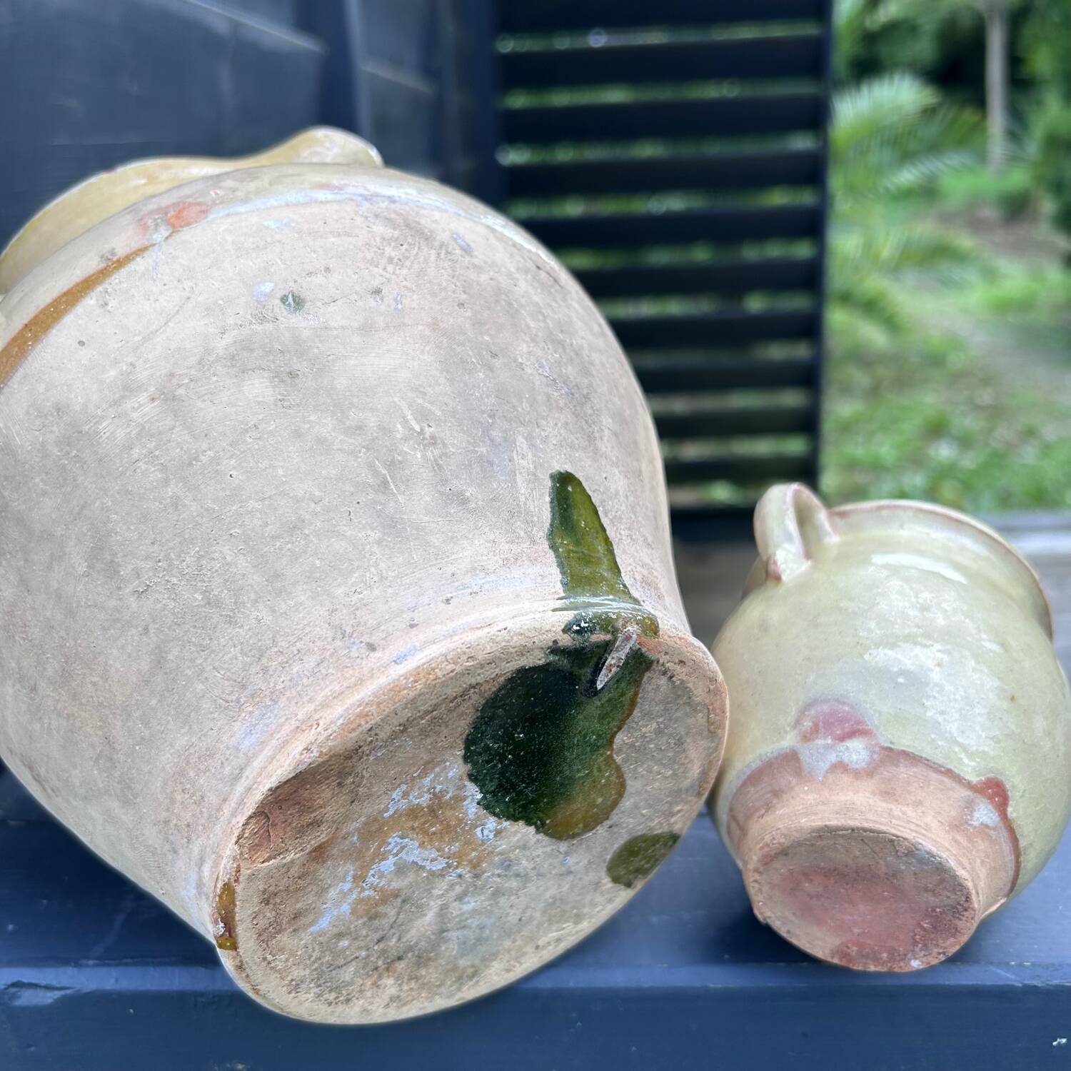 Antique vanilla yellow jars