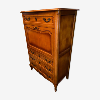 Louis XV style solid cherry wood secretary