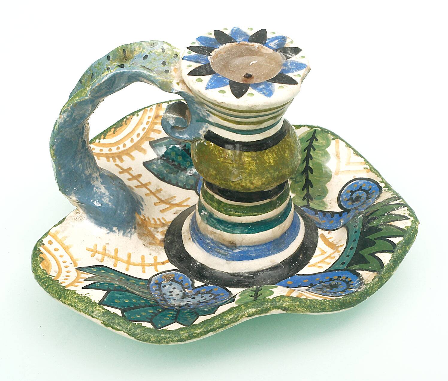 Earthenware candlestick P. Fouillen Quimper