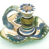 Earthenware candlestick P. Fouillen Quimper