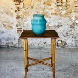 Large vintage side table in bamboo and rattan, circa 1930's