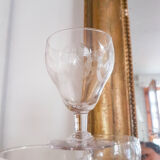 Set of 6 engraved crystal port or liqueur glasses