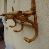 Porte manteau mural vintage rotin