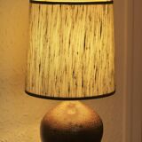 Stoneware lamp by Michel Dumont, green lampshade, 1970s
