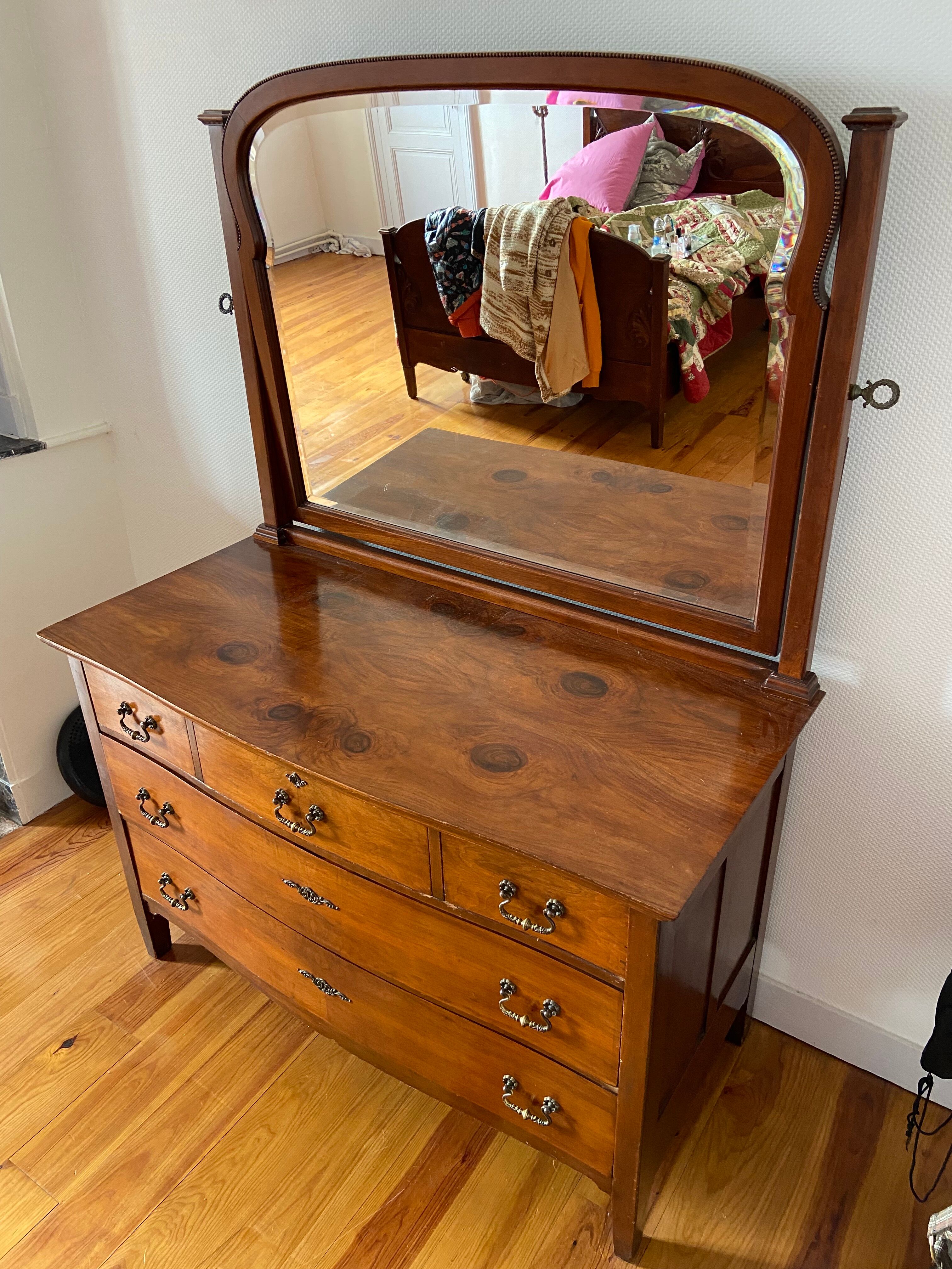 Austrian chest of drawers with mirror