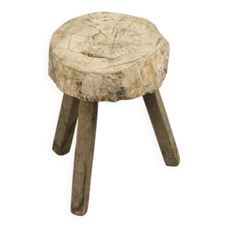 Old Antique Wabi Sabi Primitive pine stool