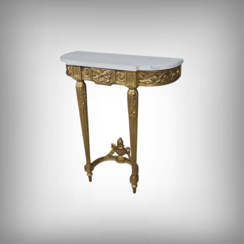 Petite console en marbre et bois doré, style Louis XVI – début XXe