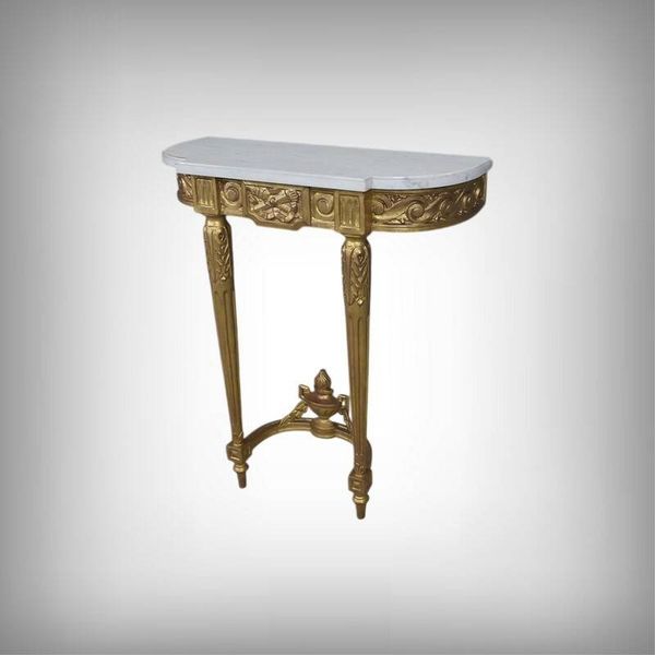 Petite console en marbre et bois doré, style Louis XVI – début XXe
