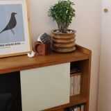Low sideboard or small glass-fronted bookcase, oak, 1960