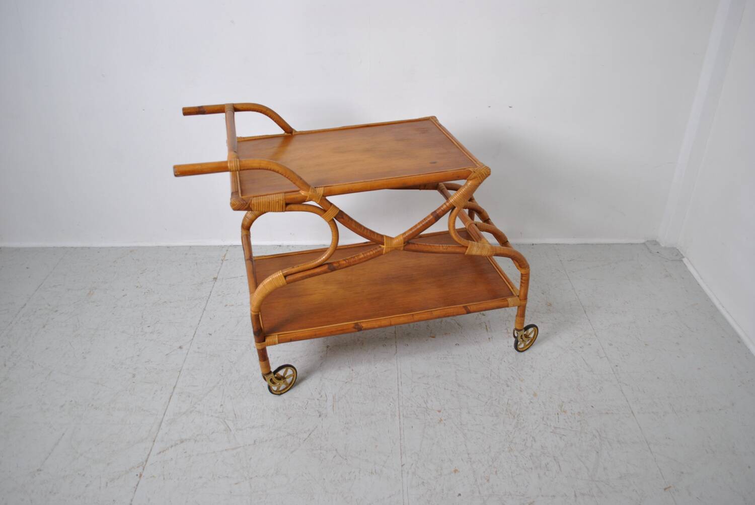 Rattan serving trolley 1970