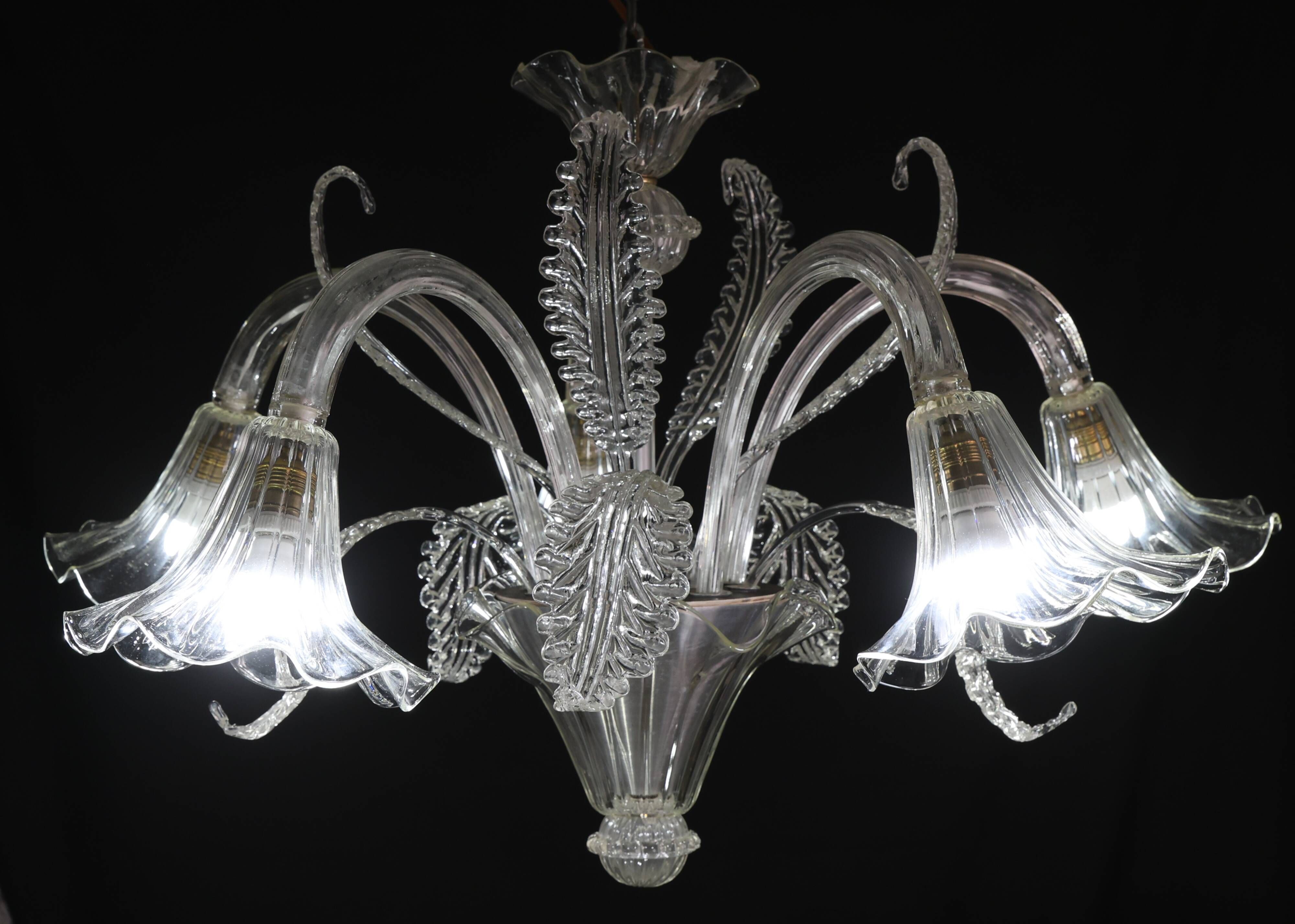 Large Art Decò Midcentury Italian Murano Glass Pendant, 1960s