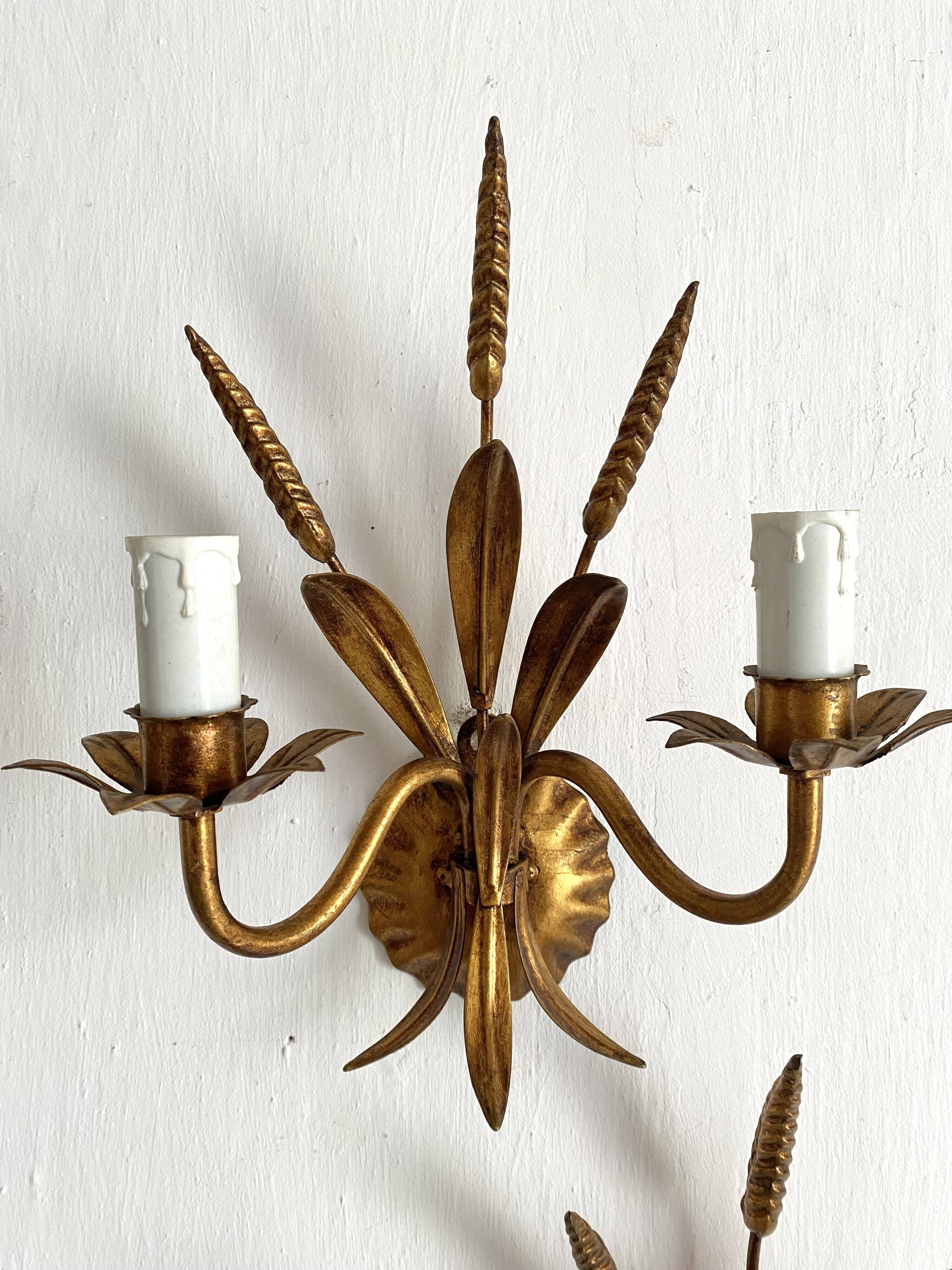 Hollywood Regency Italian wheat ear sconces