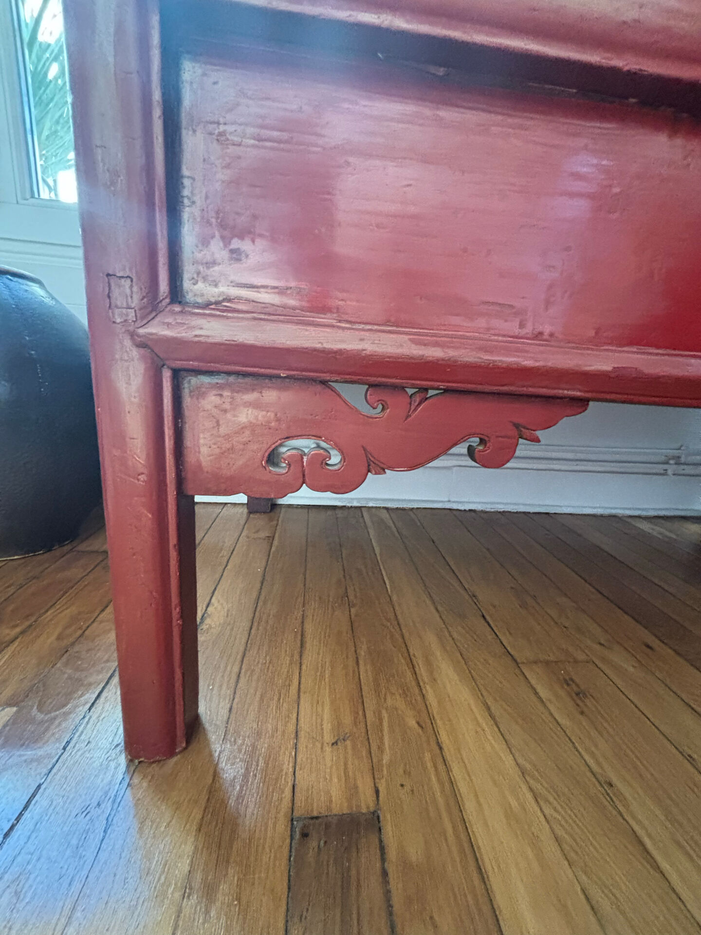 19th-century lacquered Chinese wedding armoire