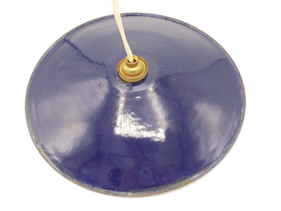 Hanging lamp blue enameled metal