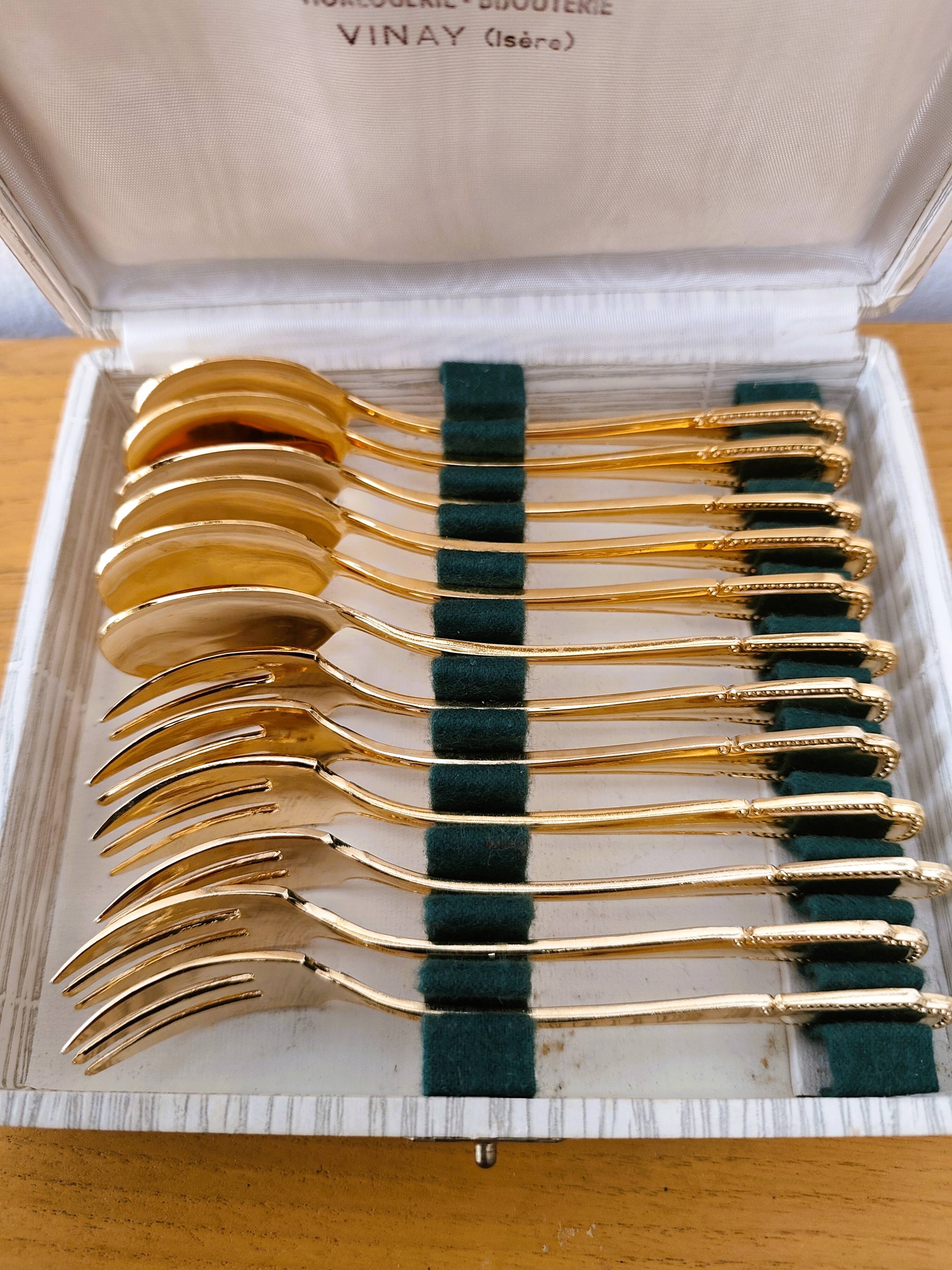 Vintage gold dessert forks and spoons