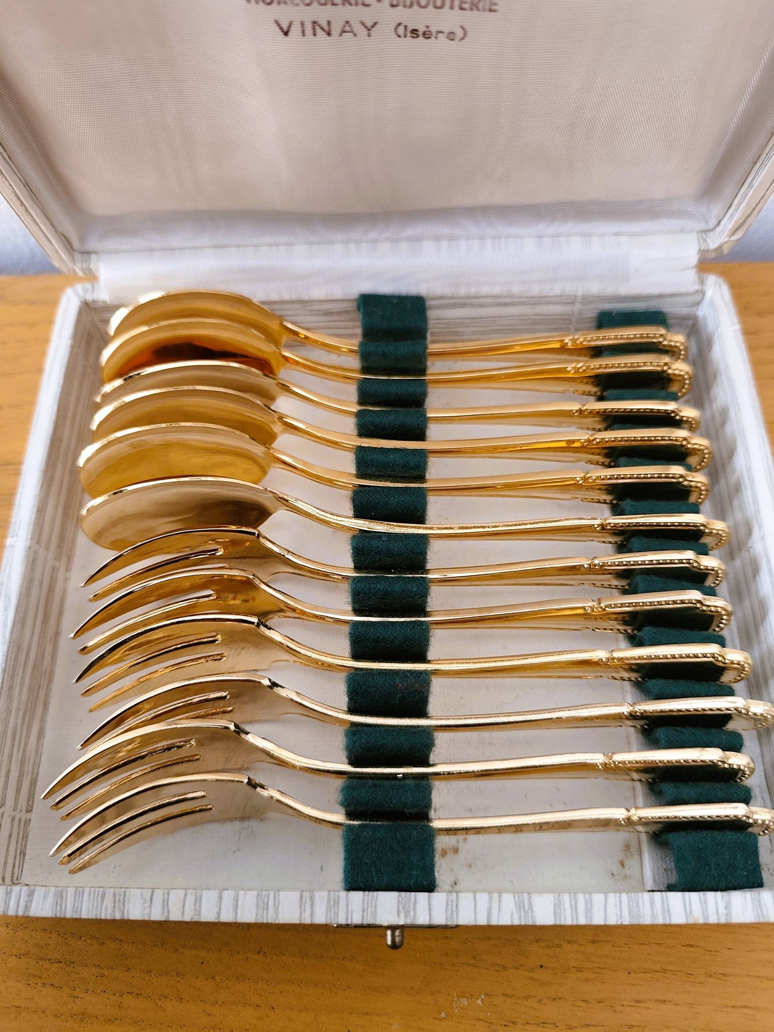 Vintage gold dessert forks and spoons