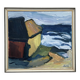 Peinture à l'huile sur toile expressionniste vintage "Maisons de bateaux", Stig Delang 76