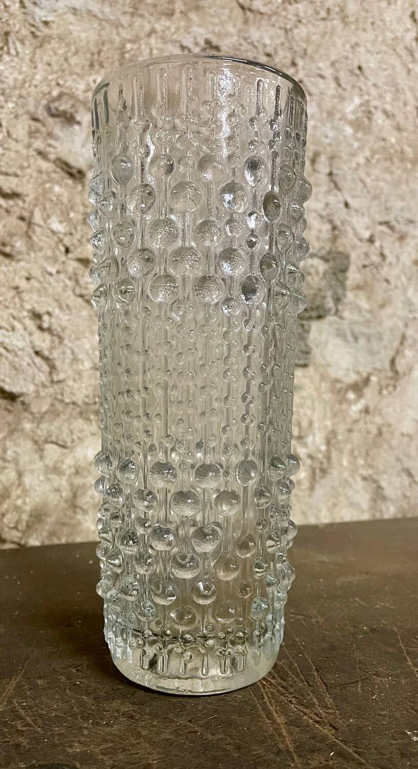 Vintage molded glass vase – Sklo Union (Czechoslovakia), 1960s/