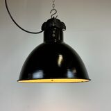 Industrial bauhaus black enamel pendant lamp, 1930s