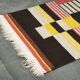 1950s Czech Geometric Wool Kilim Rug in Pink Black and Yellow