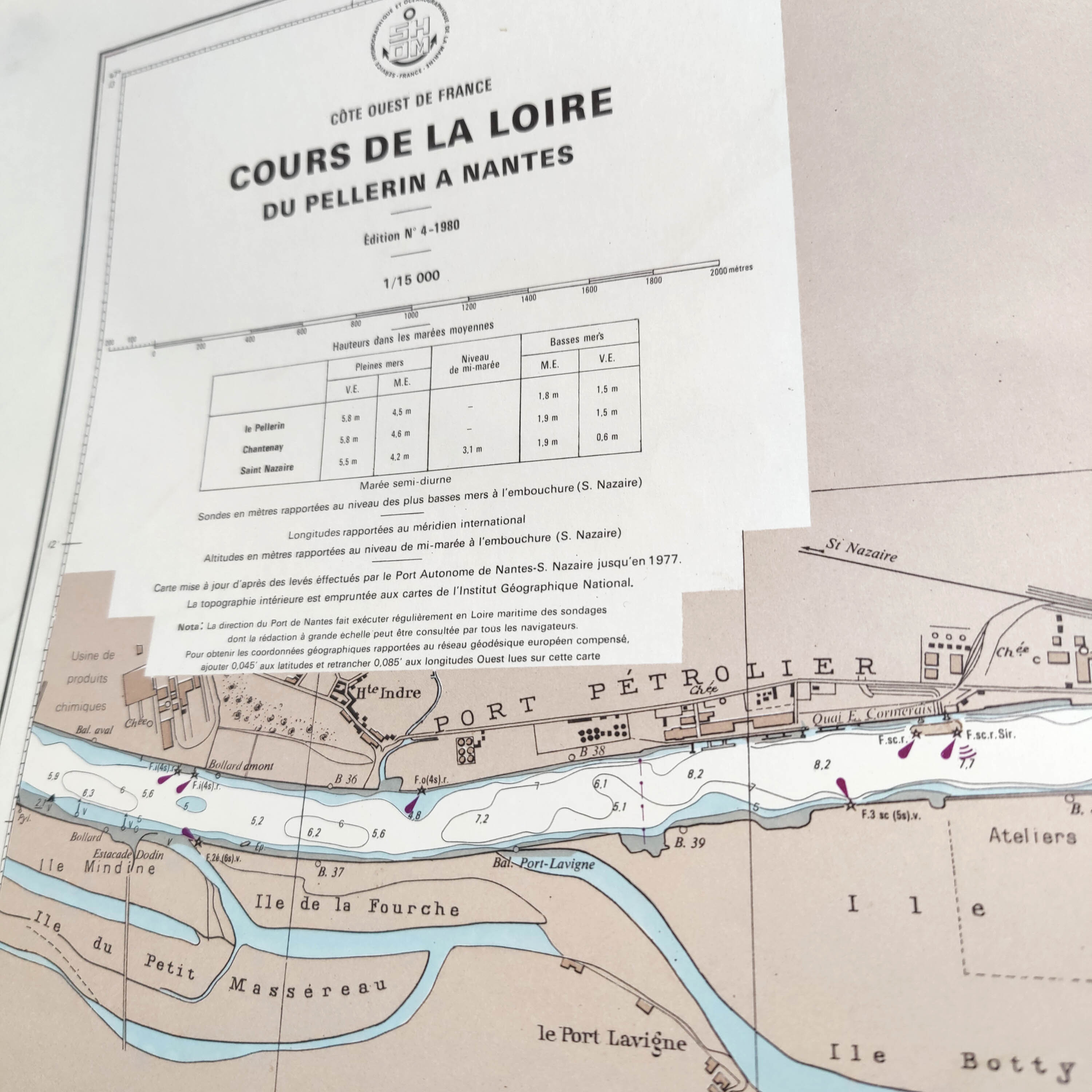 Vintage map Nantes cours de la Loire 1980