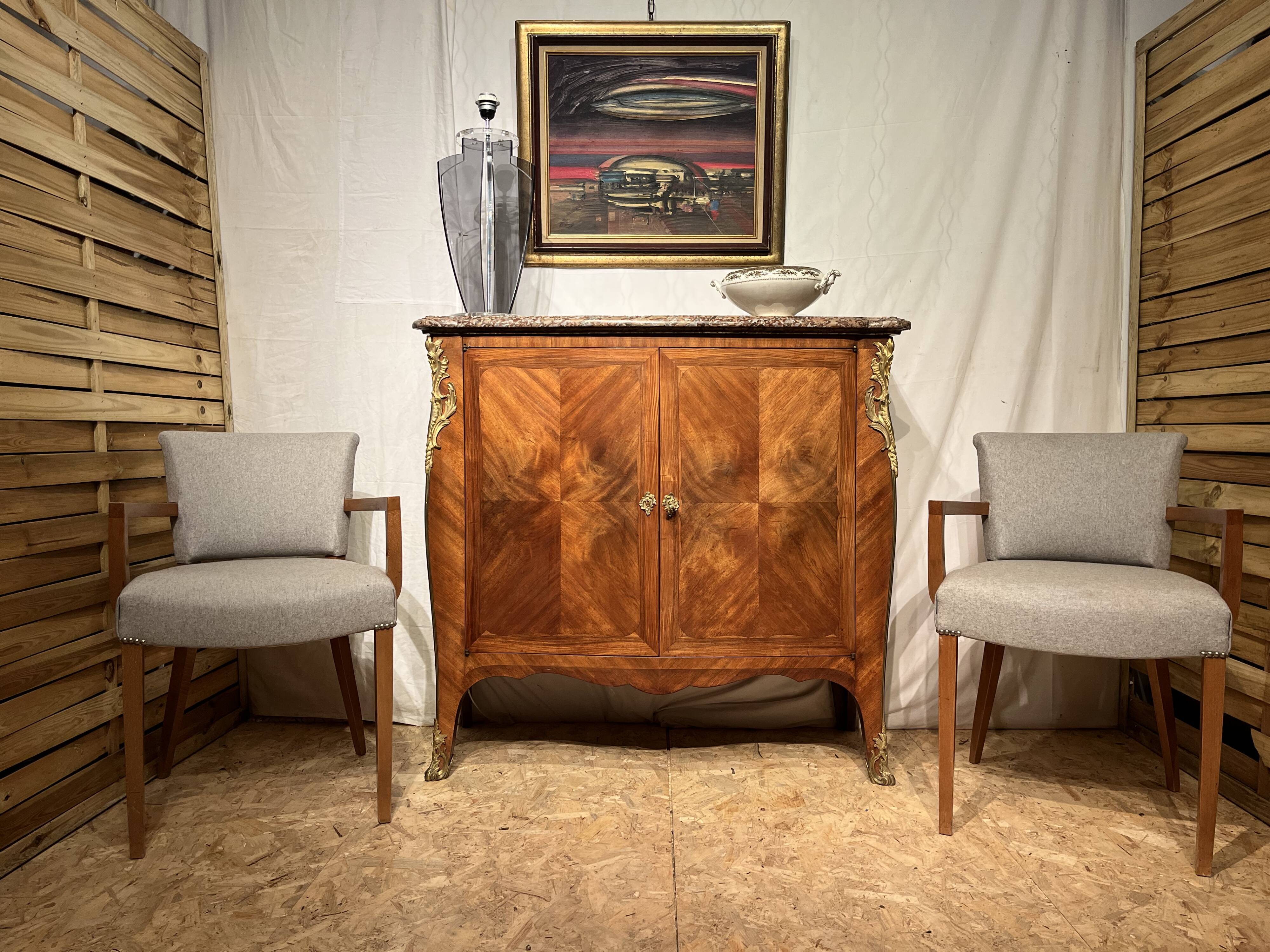 Marquetry sideboard Louis XV bronze 1940
