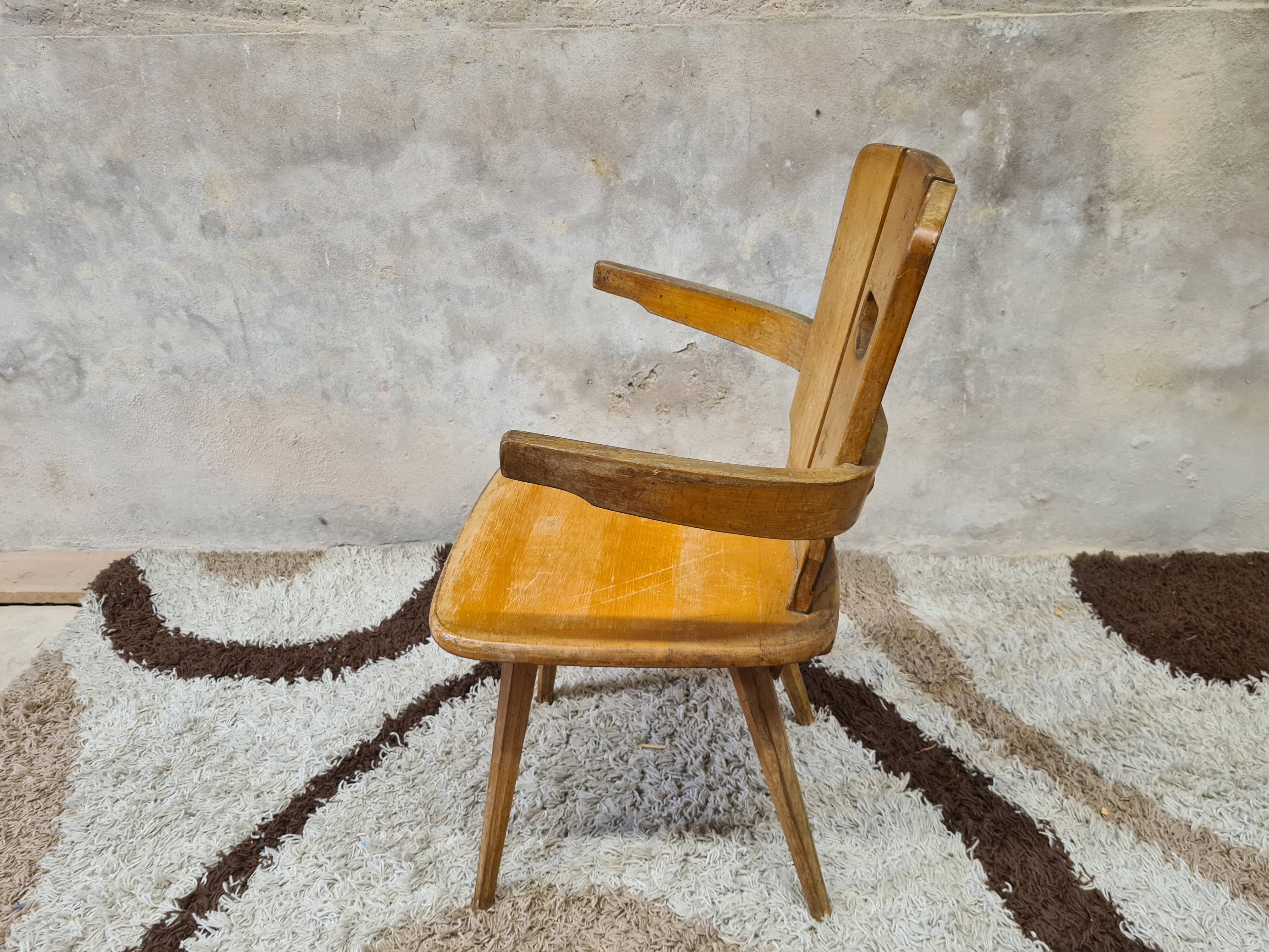 Brutalist wooden chair 1960