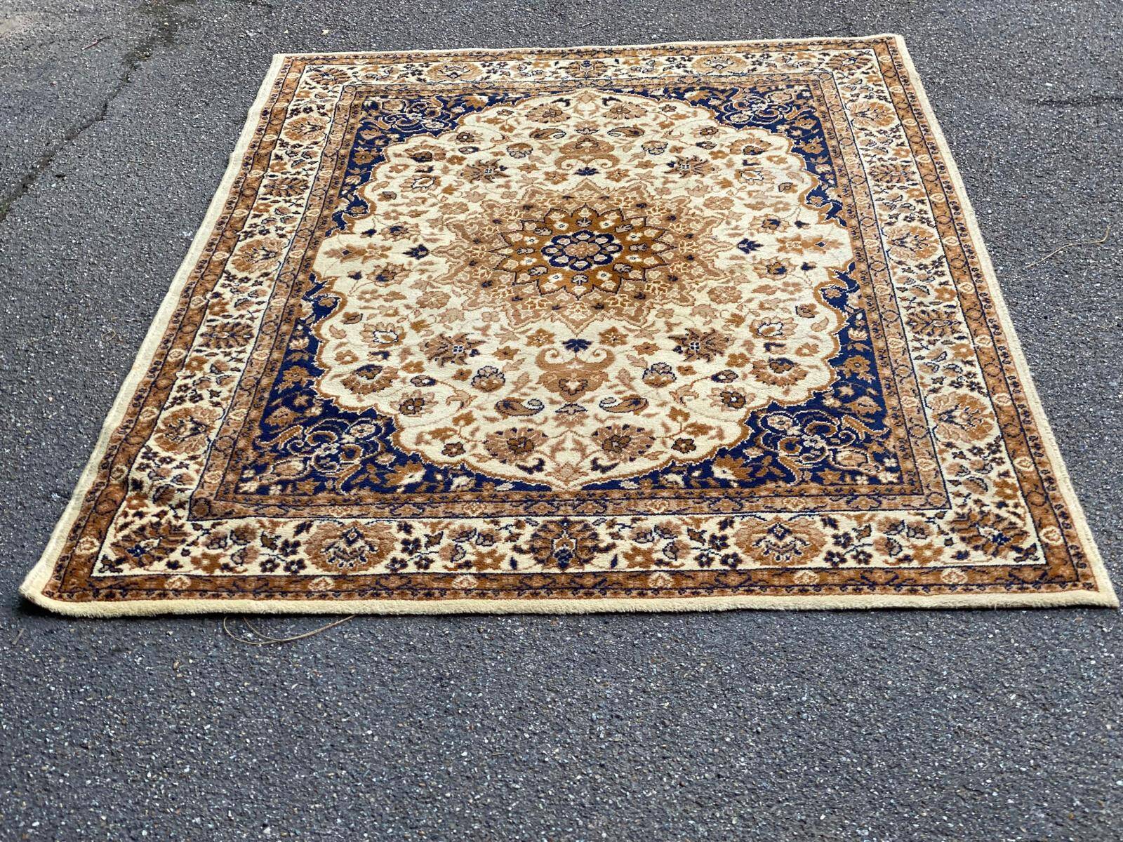 Handmade Persian wool rug gold Kabistan Saint Maclou 170x240cm