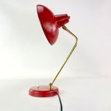 Bedside lamp red-orange saucer, mid-century