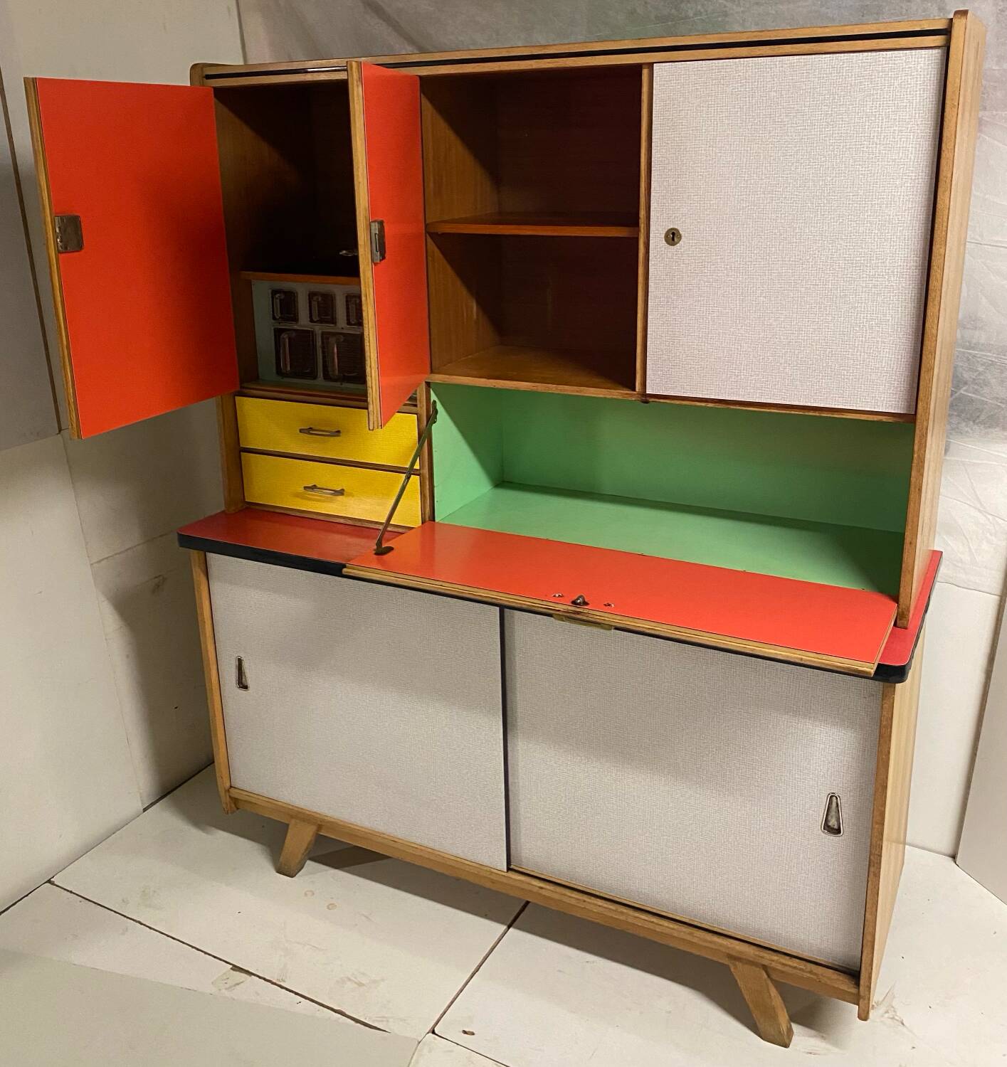 Vintage kitchen buffet with compass legs