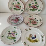 Set of 6 plates with birds and roosters.