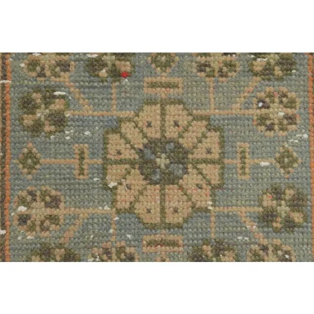 1970s Vintage Turkish Hand-Knotted Wool Cotton Orange Runner Rug 90x344