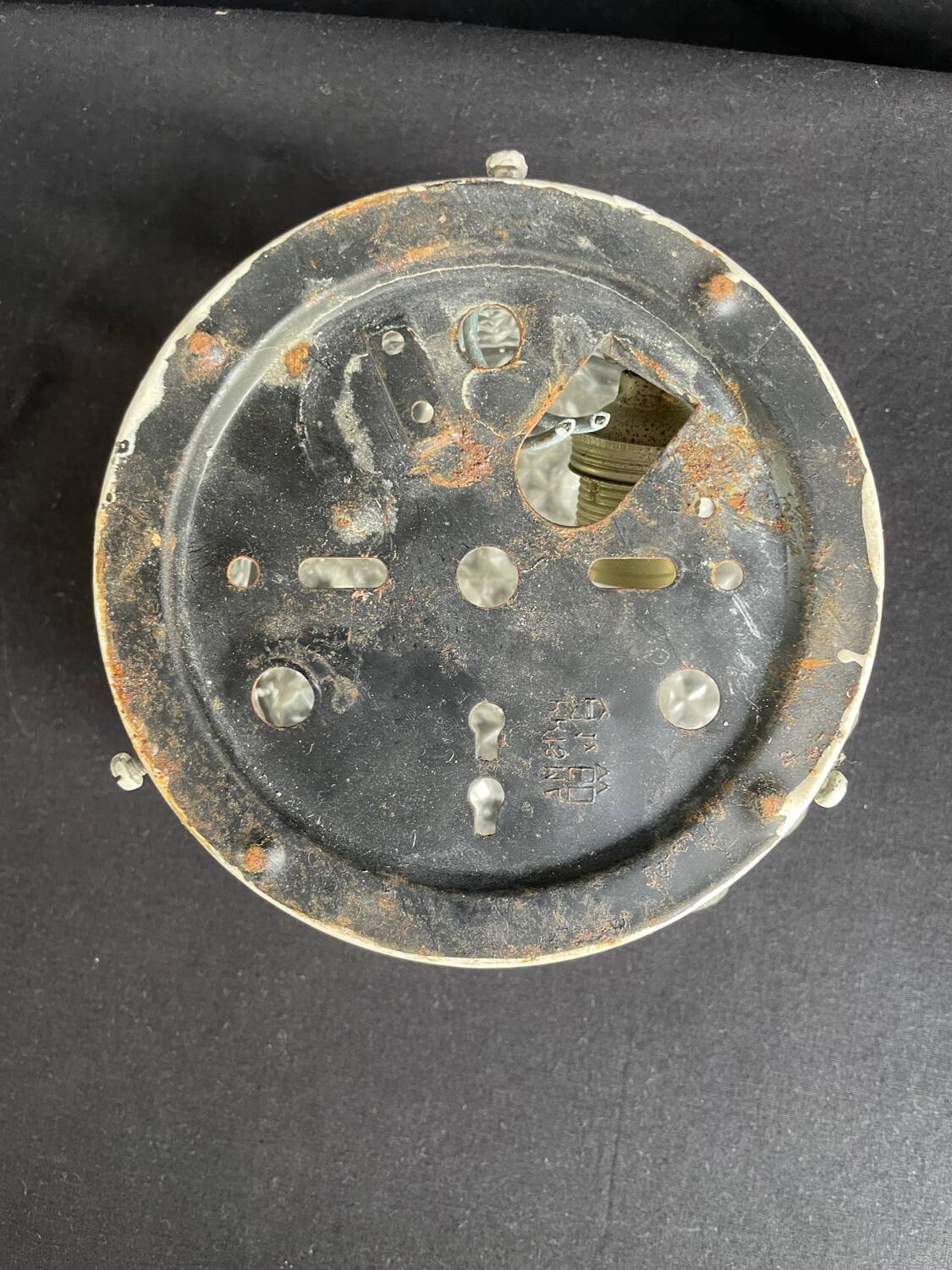 Old vintage round molded glass wall light