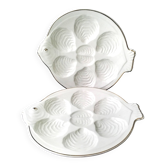 2 Czechoslovakian porcelain oyster plates