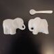 Elephant salt cellar and mustard pot in porcelain