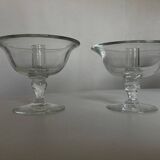 Pair of 19th century Medici glass candlesticks with button feet