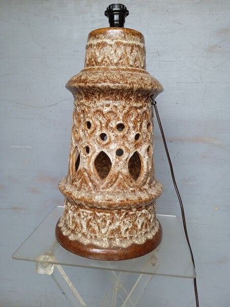 Large foot of openwork ceramic lamp ep 1960