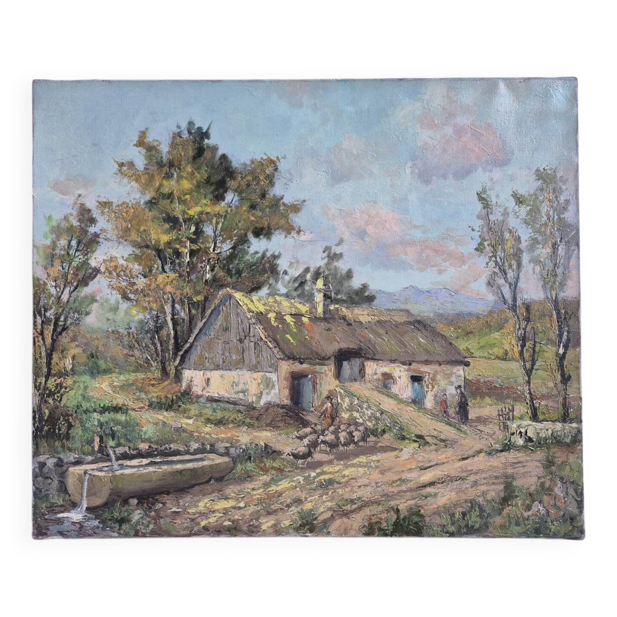 Huile sur toile, Ferme auvergnate
