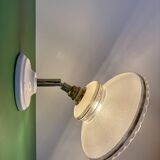 Vintage wall lamp with white and gold granite glass shade