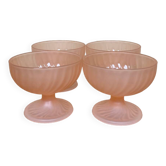 Lot de 4 coupes à glaces 1960 rose