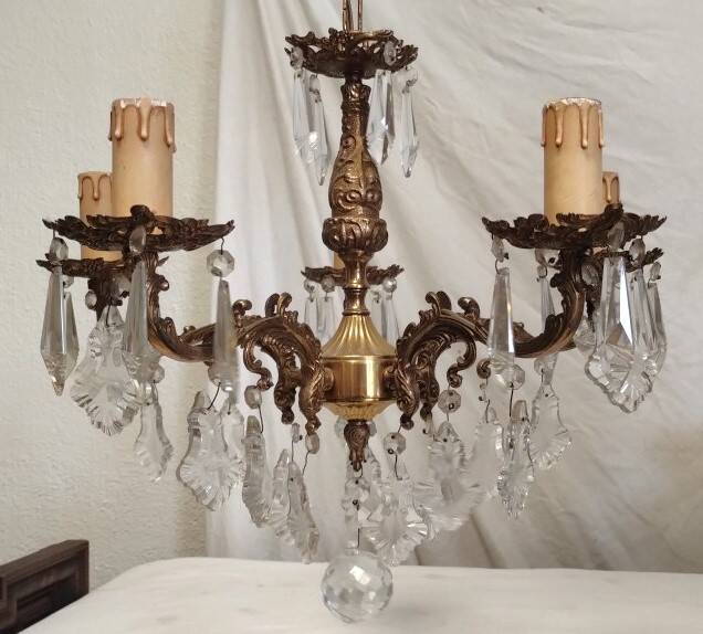 Bronze chandelier with crystal tassels