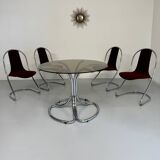 Set of 4 tubular chairs, Italian design, 70s vintage, Cantilever