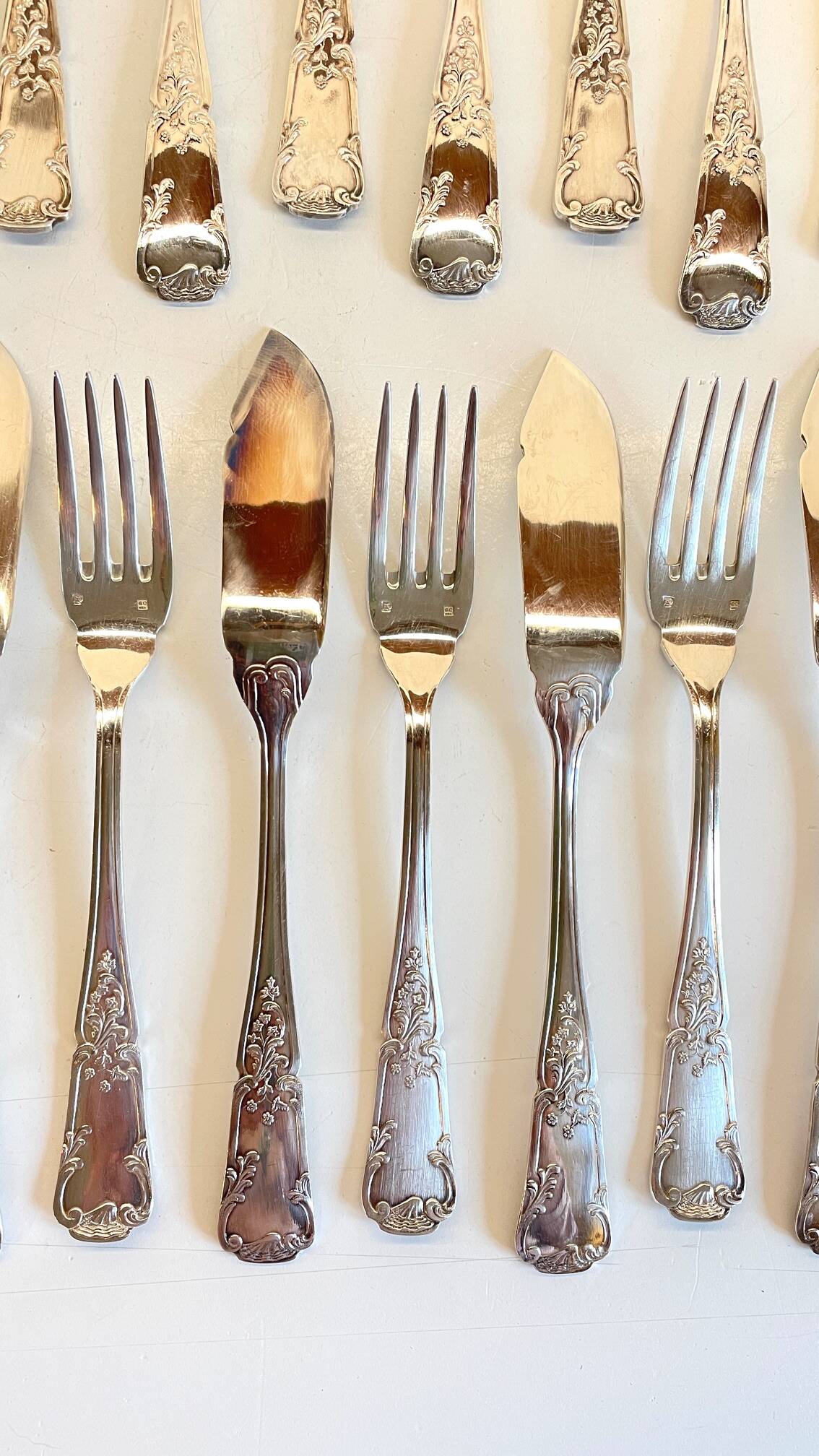 PLATIL 12 Couverts à Poisson  Métal Argenté